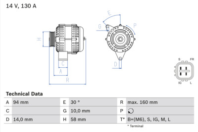 BOSCH 0 986 049 221 Alternator for TOYOTA