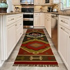 Geometric Design Wool Jute Runner Rug 30x96 Inch Reversible Kilim Kitchen Mat