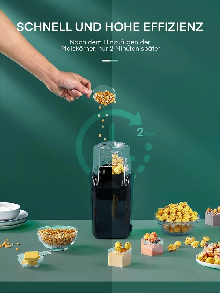 Popcorn Maker Popcorn Maker Machine 1200W Hot Air 2 Min Fat Oil Free C1100 - Image 3 of 4