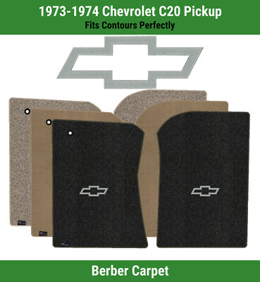 Lloyd Berber Front Mats for '73-74 C20 Pickup w/Silver Outline Chevy Bowtie