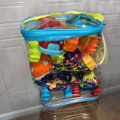 Battat Mini Monster Trucks   Set of 6 Mini Trucks W/ Storage Bag NWT