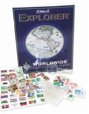Junior Stamp Collection Album New Explorer Worldwide Kit + Magnifier HE Harris