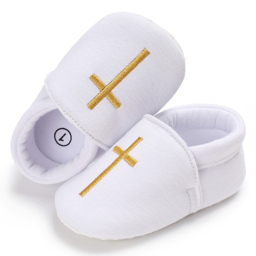 Baby Boy Girl Christening White Crib Shoes Soft Sole First Shoes