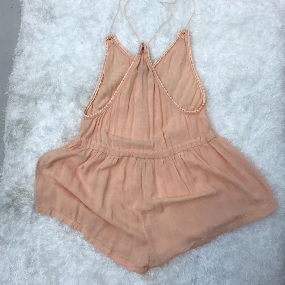 Mameluco Kimchi Azul Dobby Rayas Cordón Melocotón Talla M Foto 4 de 4