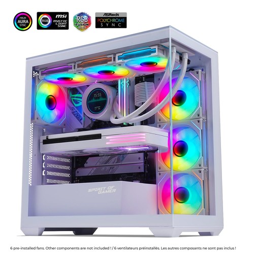 - Spark Artic Boitier PC Gamer Aquarium RGB Compatible ATX/mATX/mITX 6 Ventil... - Photo 2/9