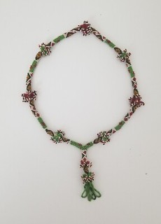 Antique Vintage Native Glass Seed Bead Green Multicolor Worry Prayer Beads