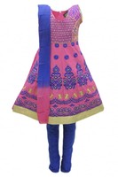 Gcs3243 Pink And Blue Girl's Churidar Suit Indian Bollywood Fancy Dress Gcs3243 Pink And Blue Girl's Churidar Suit Indian Bollywood Fancy Dress