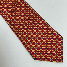 Burberry of London Men's Designer Chain Red Blue Gold Silk Necktie