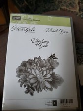 NEW Stampin Up Heartfelt Blooms- Wood Mounted Stamp Set Free metal beads.
