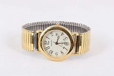 ARMITRON CALENDAR  VX12 GOLDTONE FLEX BAND WRISTWATCH  NEW BATTERY 6717