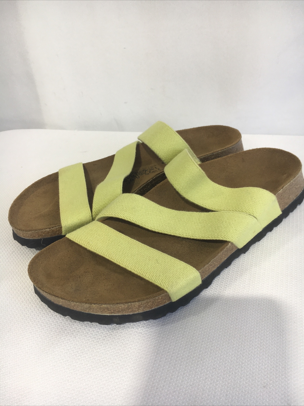 Birkenstock Birki’s Elastic Triple Strap Sandals Lime Green Womens Size 37 US  7