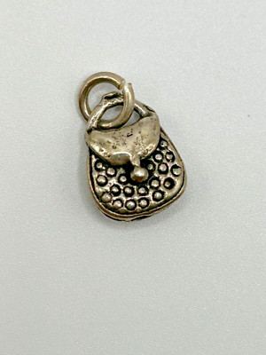 Cute 3D Purse/Pocketbook Oxidized Sterling Silver Charm, Vintage