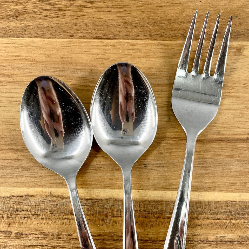 Regent Sheffield Rose Floral 3 piezas tenedor de cena cucharadita cubiertos de acero inoxidable Foto 3 de 4