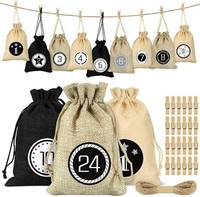 Adventskalender Zum BefüLlen 24 Stoffbeutel Weihnachtskalender Schwarz