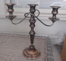 Cooper Bros. & Sons Sheffield Silverplate on Copper Candelabra 1 - 14-1/2"