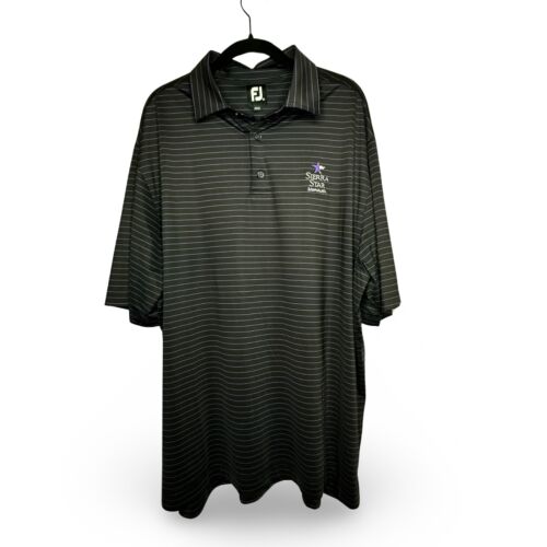 FootJoy Golf Polo Shirt - Men's XXL, Black/Purple Stripe, Sierra Star Mammoth - Picture 1 of 8