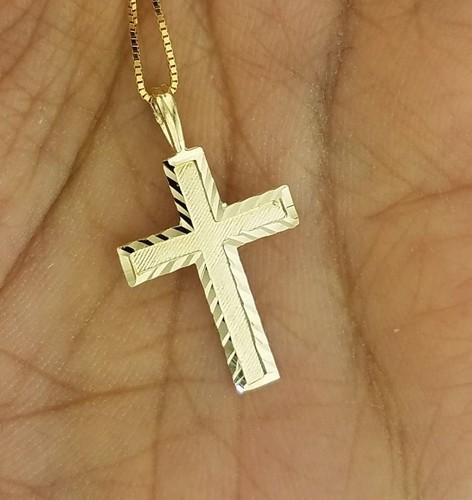 14K Solid Yellow Gold Cross Pendant 