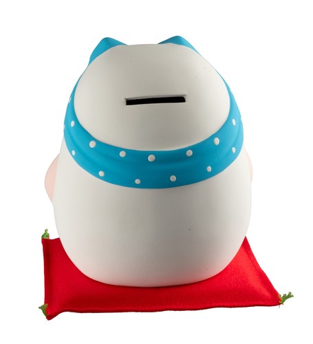 White Daruma Piggy Bank 19 Cm From Japan In Ceramic Japanese Decor #392 - Picture 2 of 10
