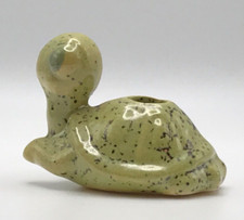 Vintage Macram  Bead Ceramic Green Turtle Cute Hand Painted 1.75  