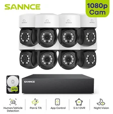 SANNCE 8CH DVR 1080P 360° Pan&Tilt Security Camera System Outdoor AI Detection