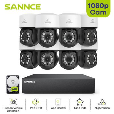 SANNCE 1080P Security Camera System Pan&Tilt 4CH 8CH DVR Outdoor AI Detection IR