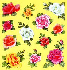 9 ROSE FLOWER STICKERS SEALS 4"X4 3/8" Sheet