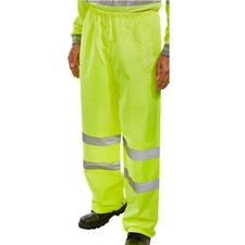Image of Beeswift Hi-Vis Breathable Trousers Heavyweight PVC Coated Polyester Elasticated