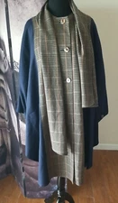 AVOCA COLLECTION Women's Irish Wool Houndstooth Layered Walking Cape Jacket sz 1