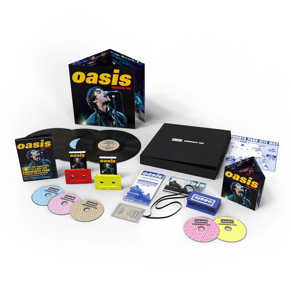 OASIS - KNEBWORTH 1996 SUPER DELUXE BOX SET TRIPLE VINYL CD CASSETTE DVD IN HAND