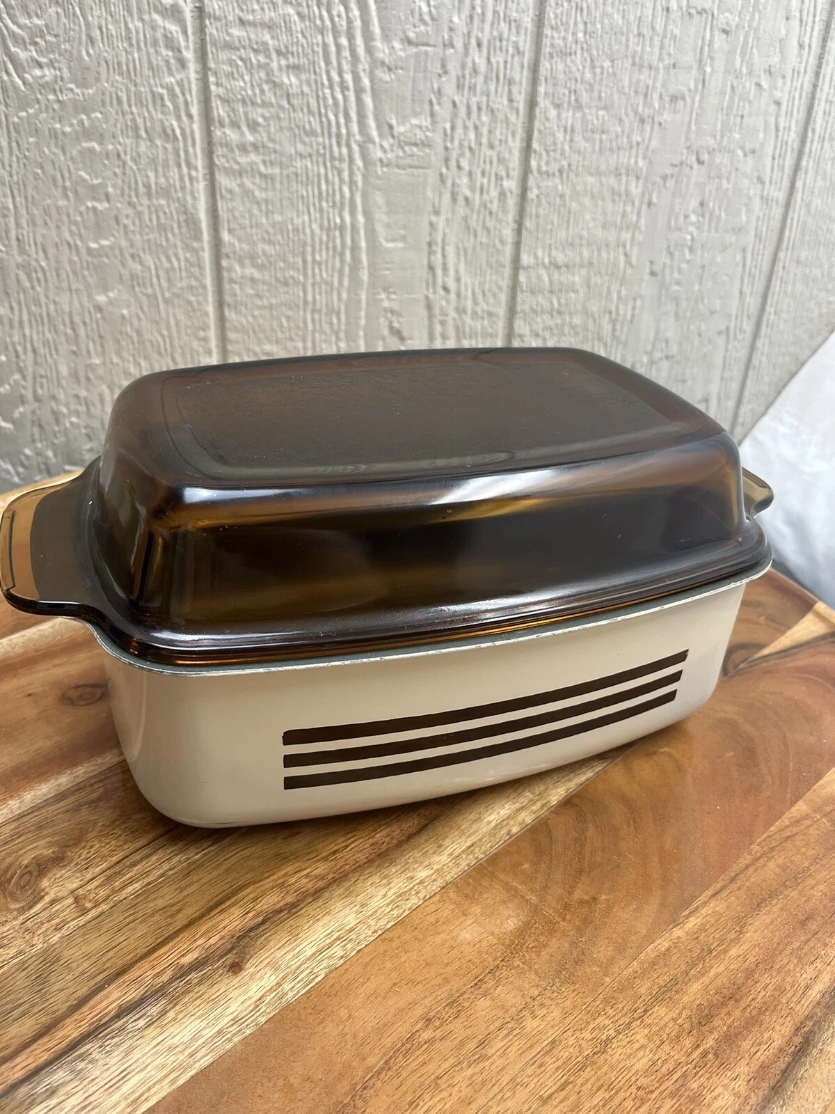 West Bend 4 Qt Quart Slo Cooker Non-stick Three Brown Stripes, Pot And Lid Only