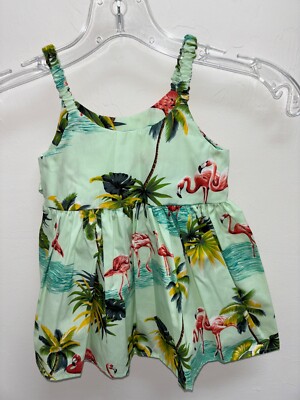 NWT! Made in Hawaii Cotton Sundress, Toddler Little Girl s Sz 1-2, Flamingo