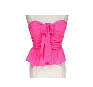 pink ruffle tube top