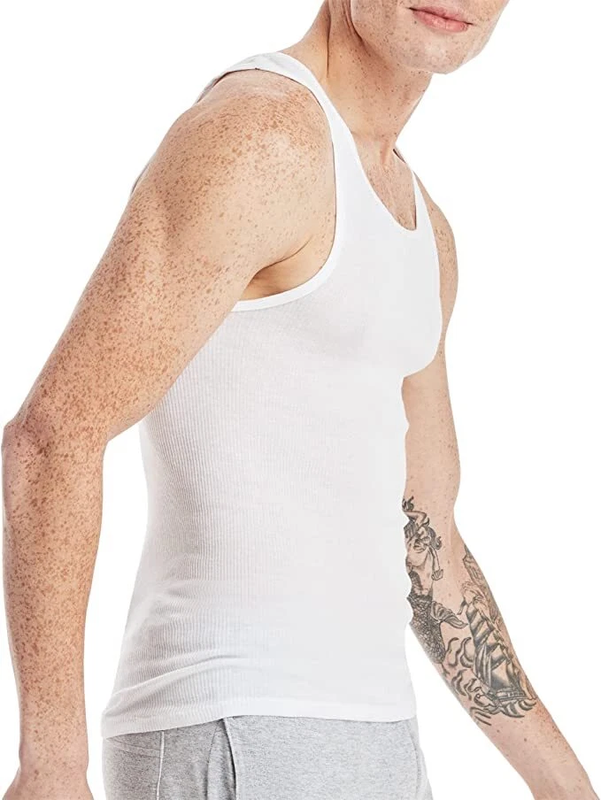 Hanes Men's Tag-Free Tank A-Shirt 3 or 6 Pack, White or Color Sizes S- 2X 3X - Image 4 of 4
