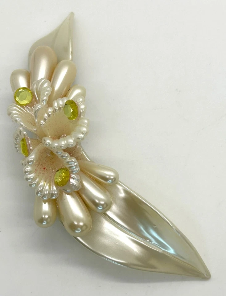De colección Marfil Novia Cabeza Pieza Acrílico Floral Imitación Perla Boda Clip Pasador Foto 2 de 4