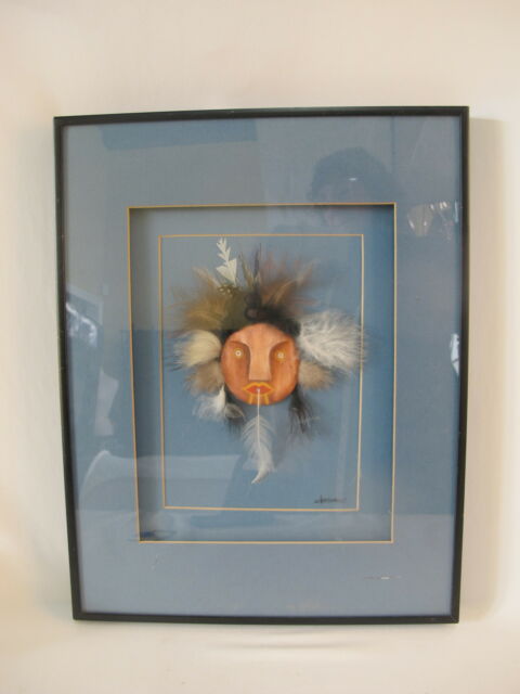DAVID CHETHLAHE PALADIN Blackfoot Ogre Framed Mixed Media CREE MASK Art DAVID CHETHLAHE PALADIN Blackfoot Ogre Framed Mixed Media CREE MASK Art