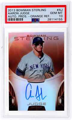 PSA 10 AARON JUDGE AUTO 2013 Bowman Sterling ORANGE REFRACTOR #/75