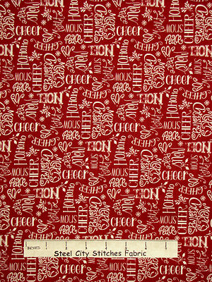 Christmas Fabric - Holiday Words Toss Red Whimsy Red Rooster #25206 1.7 Yards