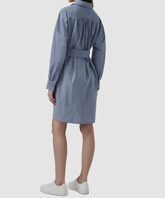 french connection blue shirt dress French Connection Womens Apika Collared Midi Shirtdress Blue M