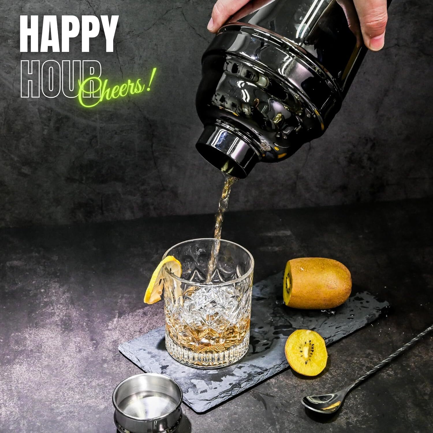 60oz Cocktail Shaker, 304 Stainless Steel Large Shaker Bottle, Martini Shaker