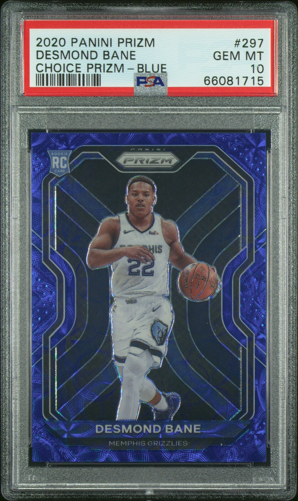 2020 PANINI PRIZM DESMOND BANE CHOICE PRIZM - BLUE 20/49 ROOKIE RC PSA 10