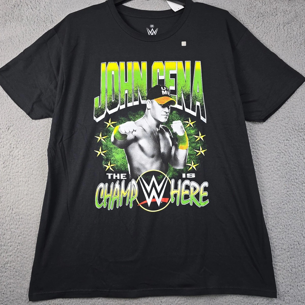 WWE John Cena Shirt Mens 2XL XXL Black Pro WRESTLING WWF Champion