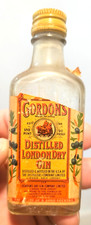 GORDONS Distilled London Dry GIn Empty 1/10th pint bottle Gordon was lit