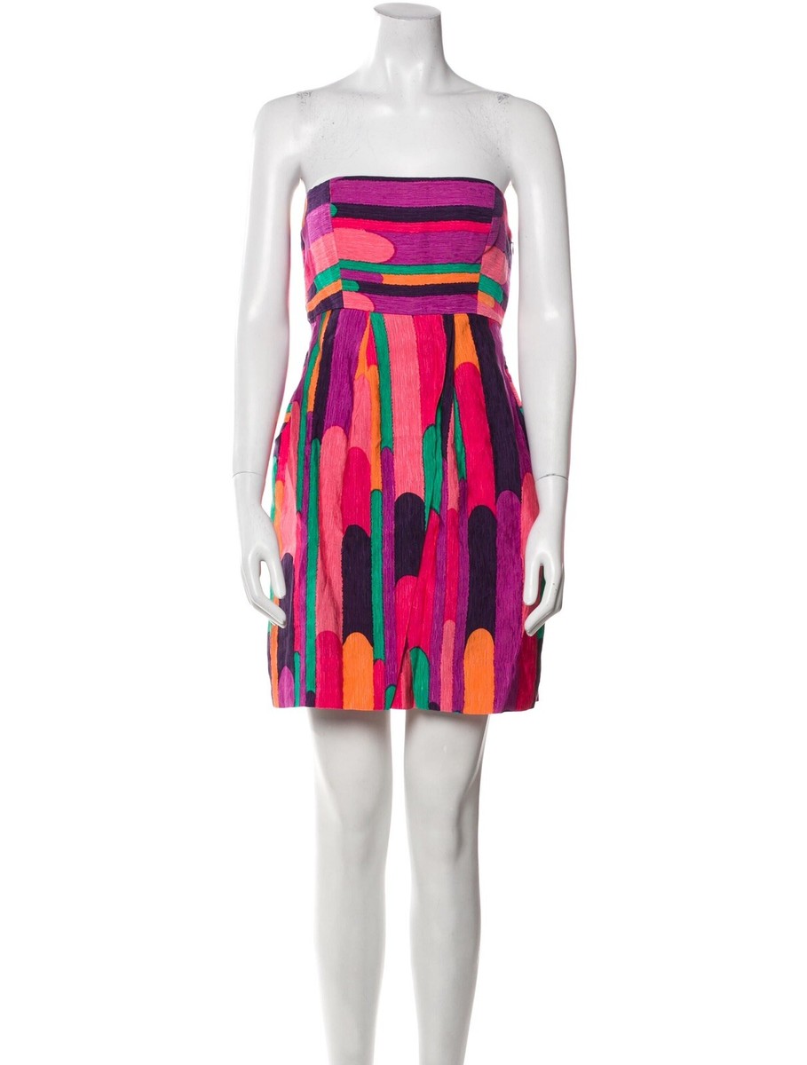 tibi new york silk dress Tibi new york women's silk blend strapless multicolor dress sz 8 NWT