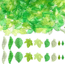400 Pcs Green Acrylic Tiny Green Leafs Bead, Transparent Crystal Leaf Spacer Bea
