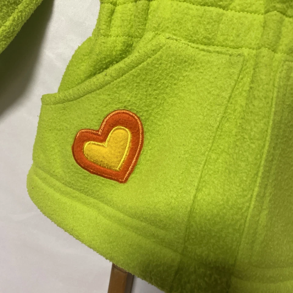 Vintage Miss Lana Girls Size 6 Fleece Jacket Green Hearts Hooded - Image 3 of 4
