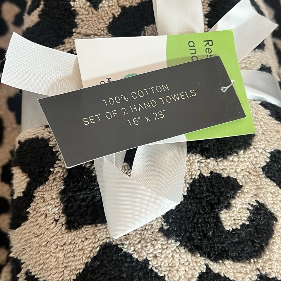 Rachel Zoe 8 шт набор леопард гепард большой печать ванны вручную полотенца мочалки новый с Ярлыками - Изображение 4 из 4