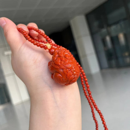 Colgante Pixiu Fortuna Tallada Ágata Nnahong China con Cuentas Tejidas a Mano Collar B - Imagen 6 de 8