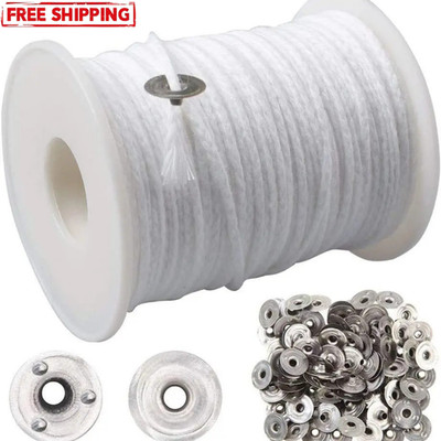 200FT Braided Wicks Candles Spool Cotton 100Pcs Wick Clips For DIY Candle Making
