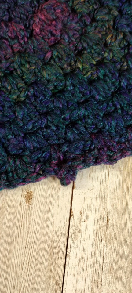 VTG Crochet Shawl Wrap Scarf Triangle Granny Core Blue Purple Yellow - READ - Image 4 of 4