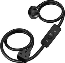 Black Extension Cord with On/Off Switch, 2M（200cm） 3A 250V 300W, UK 3-Prong Male